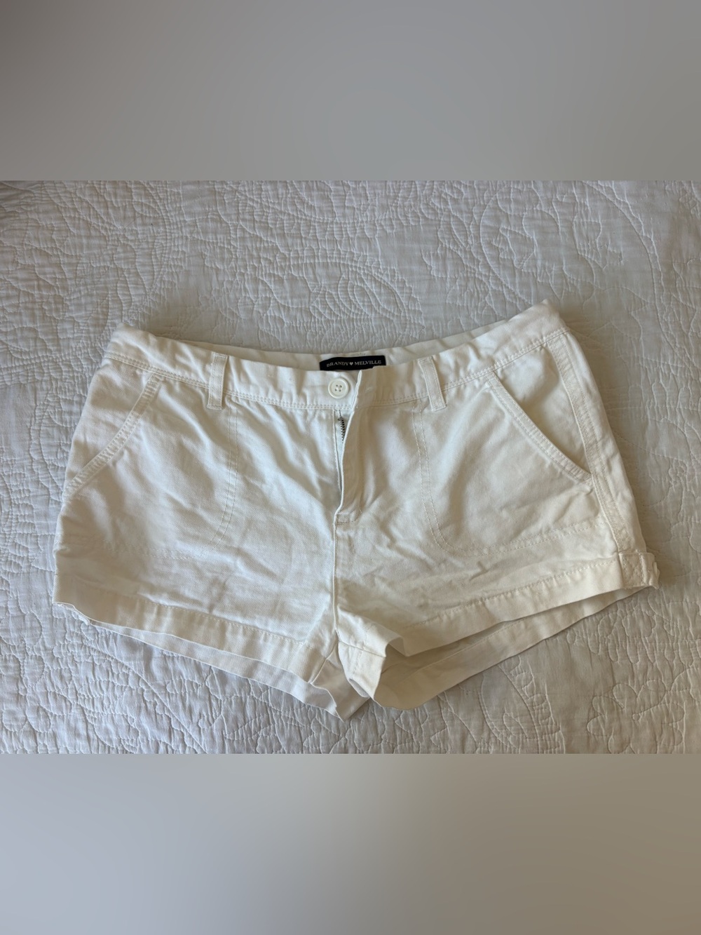 Brandy Melville White Low-Rise Mini Shorts